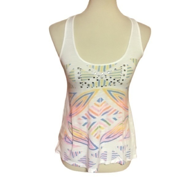 Rue 21 neon studded lace tank top - Picture 1 of 8